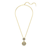 Idyllia pendant, Crystal pearl, Mixed cuts, Shell, White, Gold-tone plated